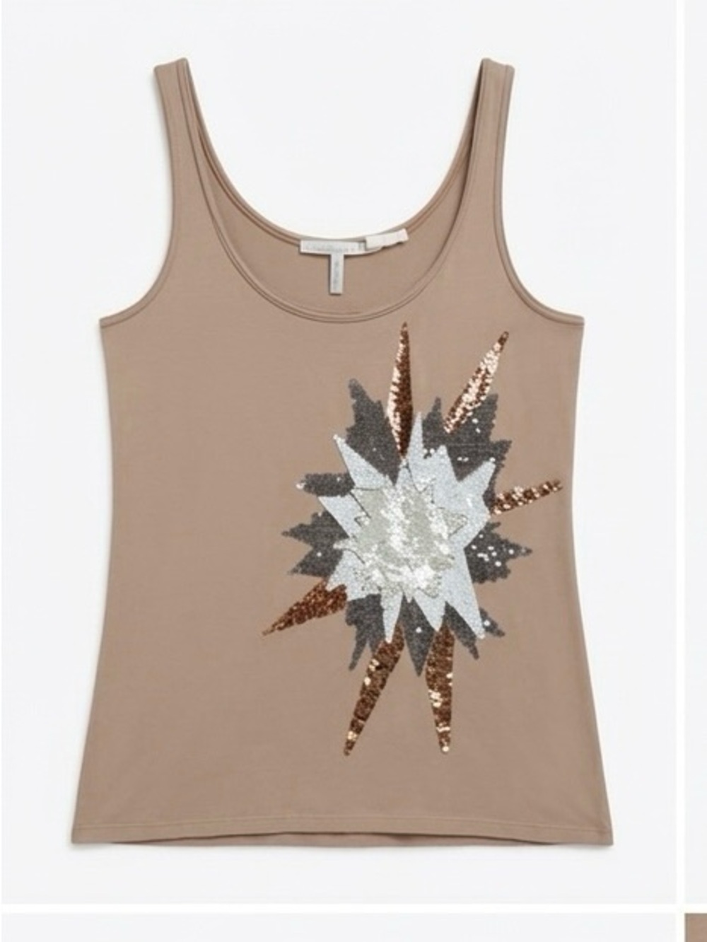 Sequin Starburst Tank Top in Light Tan